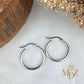 Simple Sterling Silver Hoop Earrings : Minimalist Medium Hoops