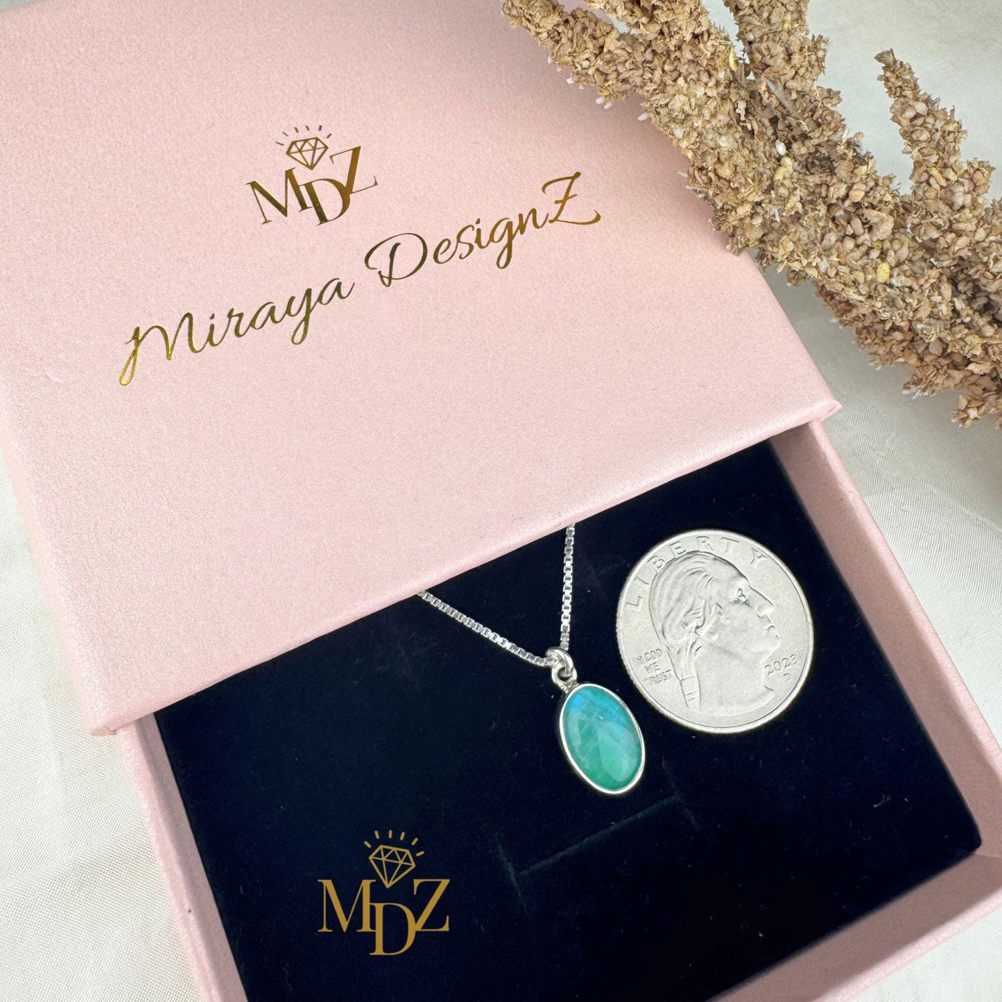 Teal Moonstone Sterling Silver Necklace: Minimalist Oval Moonstone Pendant, June Birthstone Gift