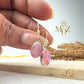 Sterling Silver Pink Moonstone Drop Earrings: Minimalist Oval Jewelry, June Birthstone Gift