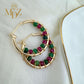Handmade Christmas Gold Hoop Earrings : Ruby and Jade Gemstone Jewelry
