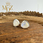 Sterling Silver Triangle Rainbow Moonstone Stud Earrings : June Birthstone Jewelry