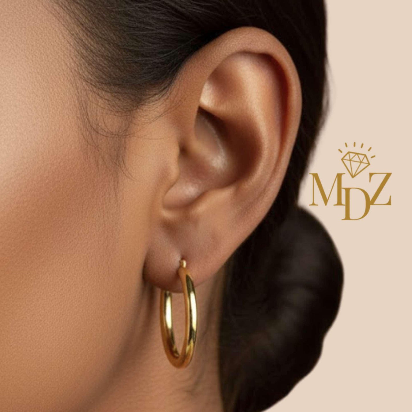 Simple Sterling Silver Hoop Earrings : Minimalist Medium Hoops