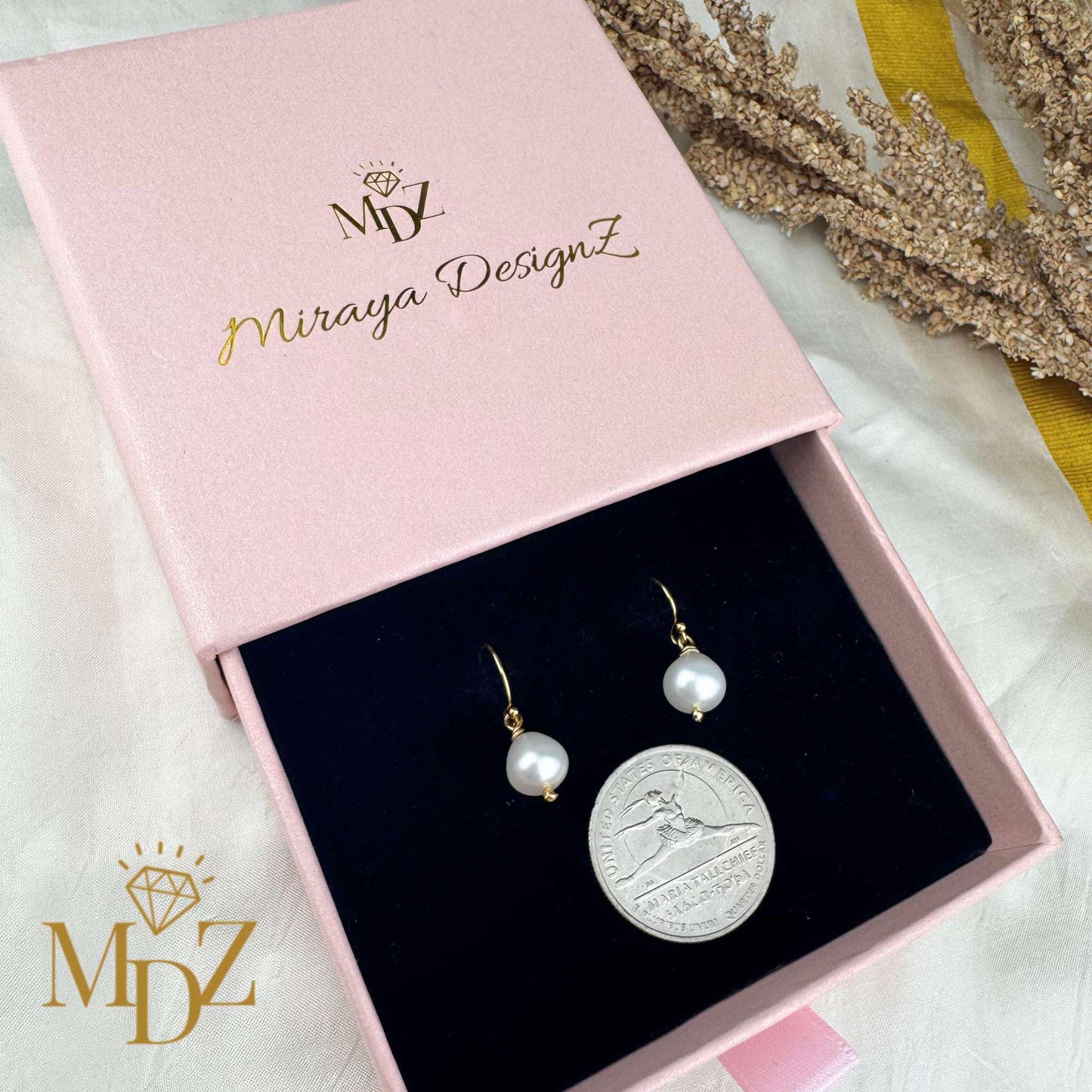 Freshwater Pearl Drops Earring : Simple Work Jewelry, June Birthstone