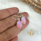 Sterling Silver Pink Moonstone Drop Earrings: Minimalist Oval Jewelry, June Birthstone Gift