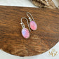 Sterling Silver Pink Moonstone Drop Earrings: Minimalist Oval Jewelry, June Birthstone Gift