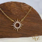 Celestial Sunburst Necklace, Dainty 18K Gold Plated CZ Pendant