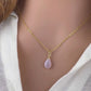 Pink Opalite Teardrop Necklace: Gold Plated Bridal Jewelry