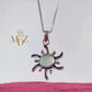 Sterling Silver Sun Necklace: Aqua Chalcedony Gemstone Pendant