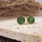 Emerald Green Mojave Turquoise Stud Earrings: Kintsugi Gold Circle, May Birthstone