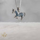 Sterling Silver Blue Horse Necklace: Mother of Pearl Equestrian Pendant