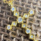 Gold Cross Necklace: White CZ Religious Pendant, 18K Gold Plated