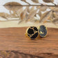 Black Mojave Turquoise Stud Earrings: Kintsugi Gold, Sterling Silver Post