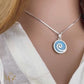 Blue Mother of Pearl Wave Necklace: Sterling Silver Ocean Pendant