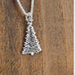 Sterling Silver Christmas Tree Necklace: Ruby Emerald Crystal Holiday Jewelry
