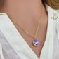 Purple Mojave Turquoise Necklace: Gold Kintsugi Pendant, Minimalist Jewelry