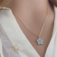 Aqua Flower Necklace: Gold Plated Cherry Blossom Pendant