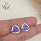 Sterling Silver Triangle Amethyst Stud Earrings : February Birthstone Jewelry