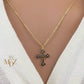 Gold Cross Necklace: Black CZ Pendant, Catholic Jewelry