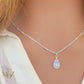 Sterling Silver Opal Necklace: Ethiopian Teardrop Pendant, October Birthstone