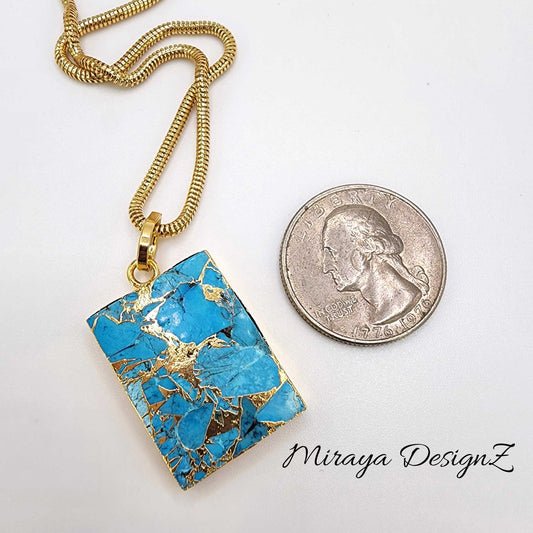 Sky Blue Rectangle Mohave Turquoise Necklace
