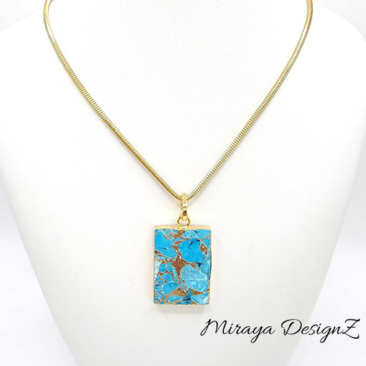 Sky Blue Rectangle Mohave Turquoise Necklace