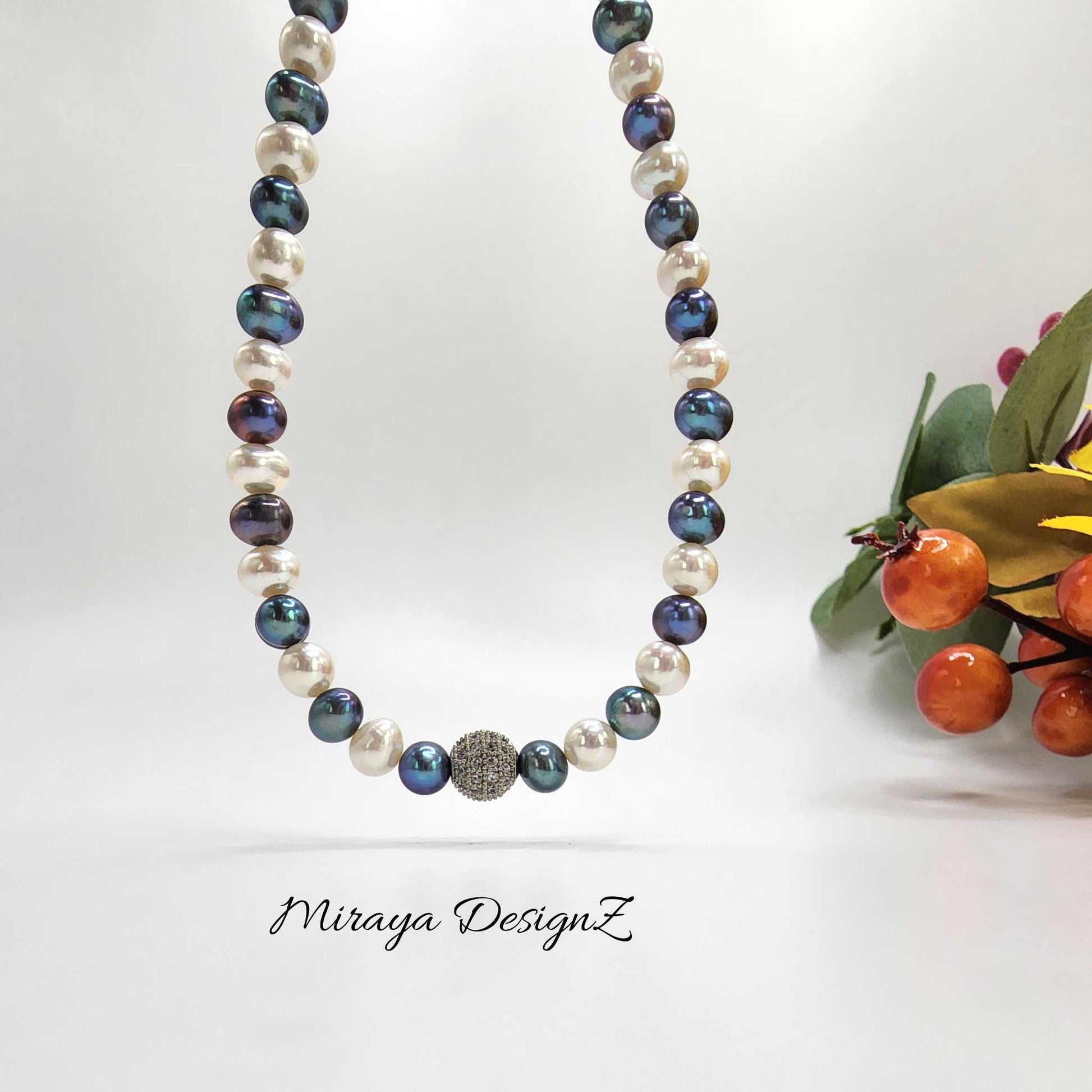 Golden South Sea Pearl Lazurite Necklace - Marina Korneev Fine Pearls
